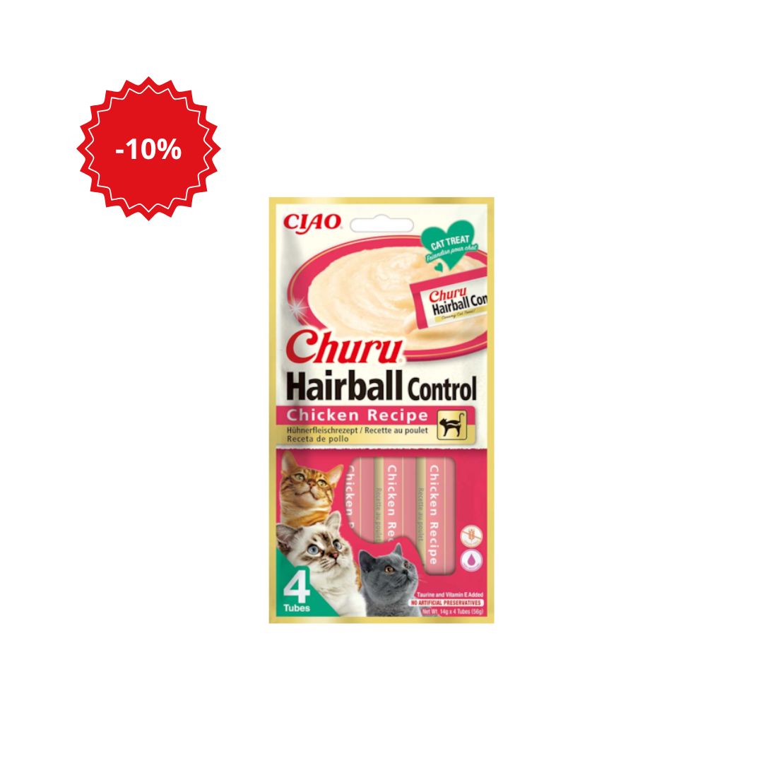 Churu Cat Hairball Control Receita de Frango 56g