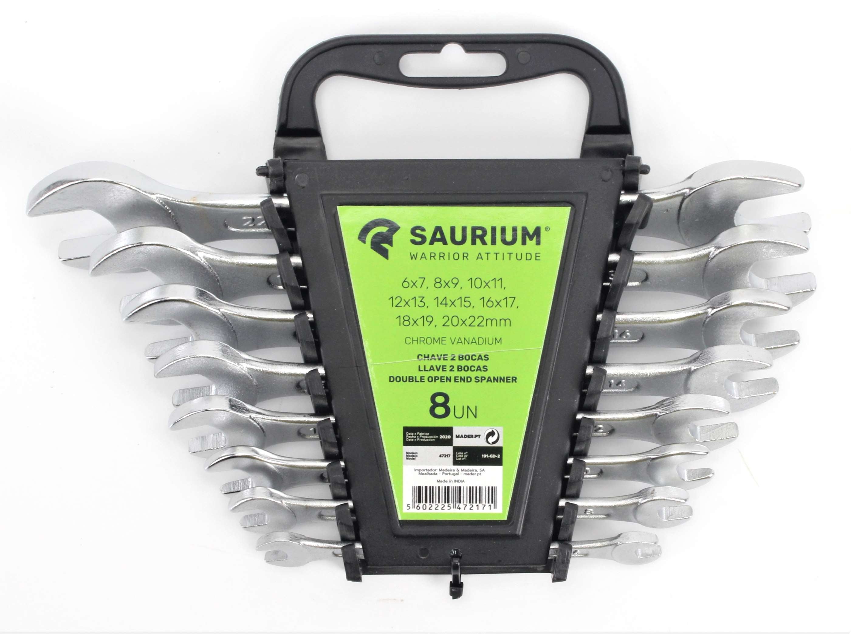 Juego de llaves de doble boca (8 piezas), CRV