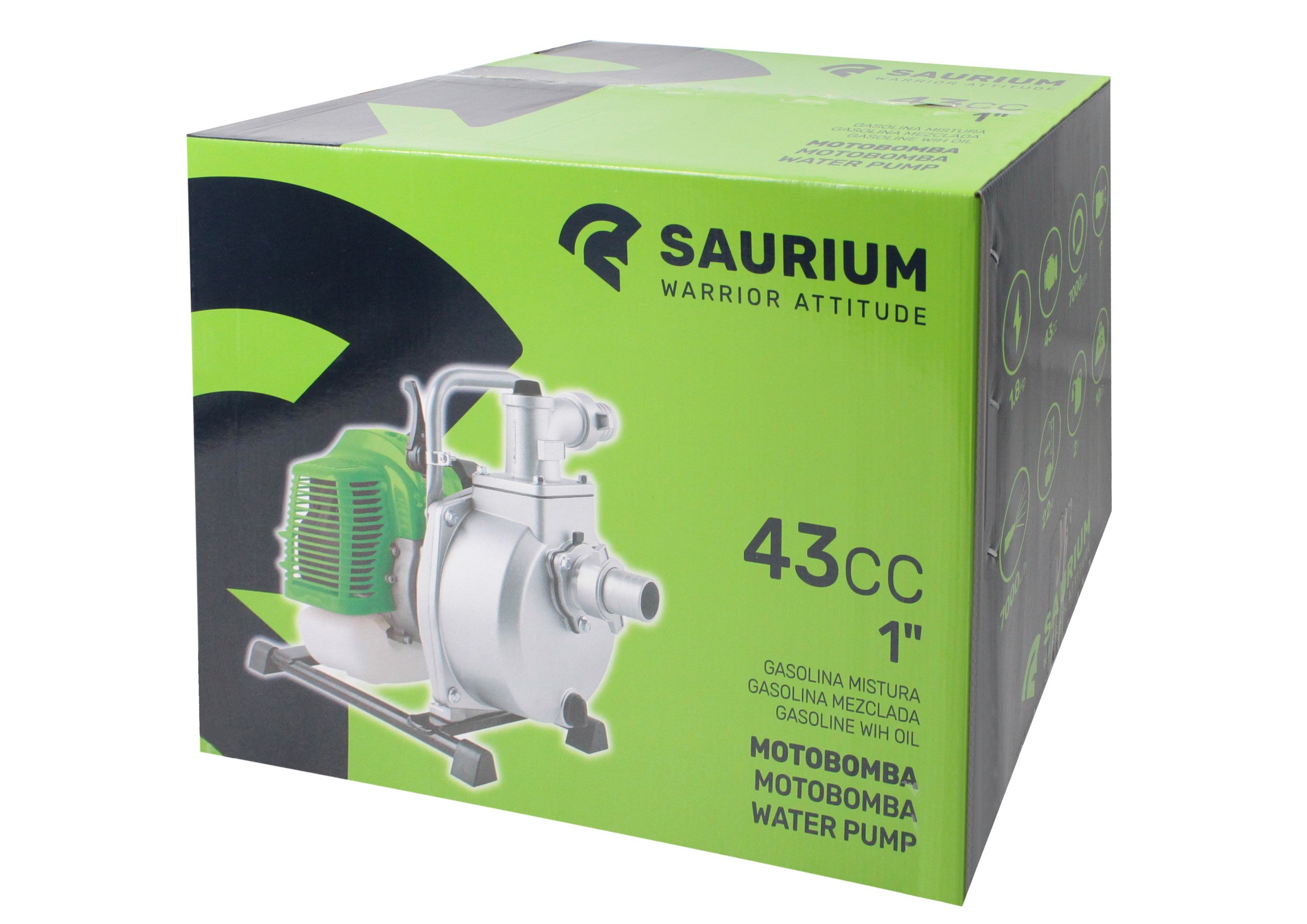 Motobomba 43cc, 1", 7 m³/h Saurium