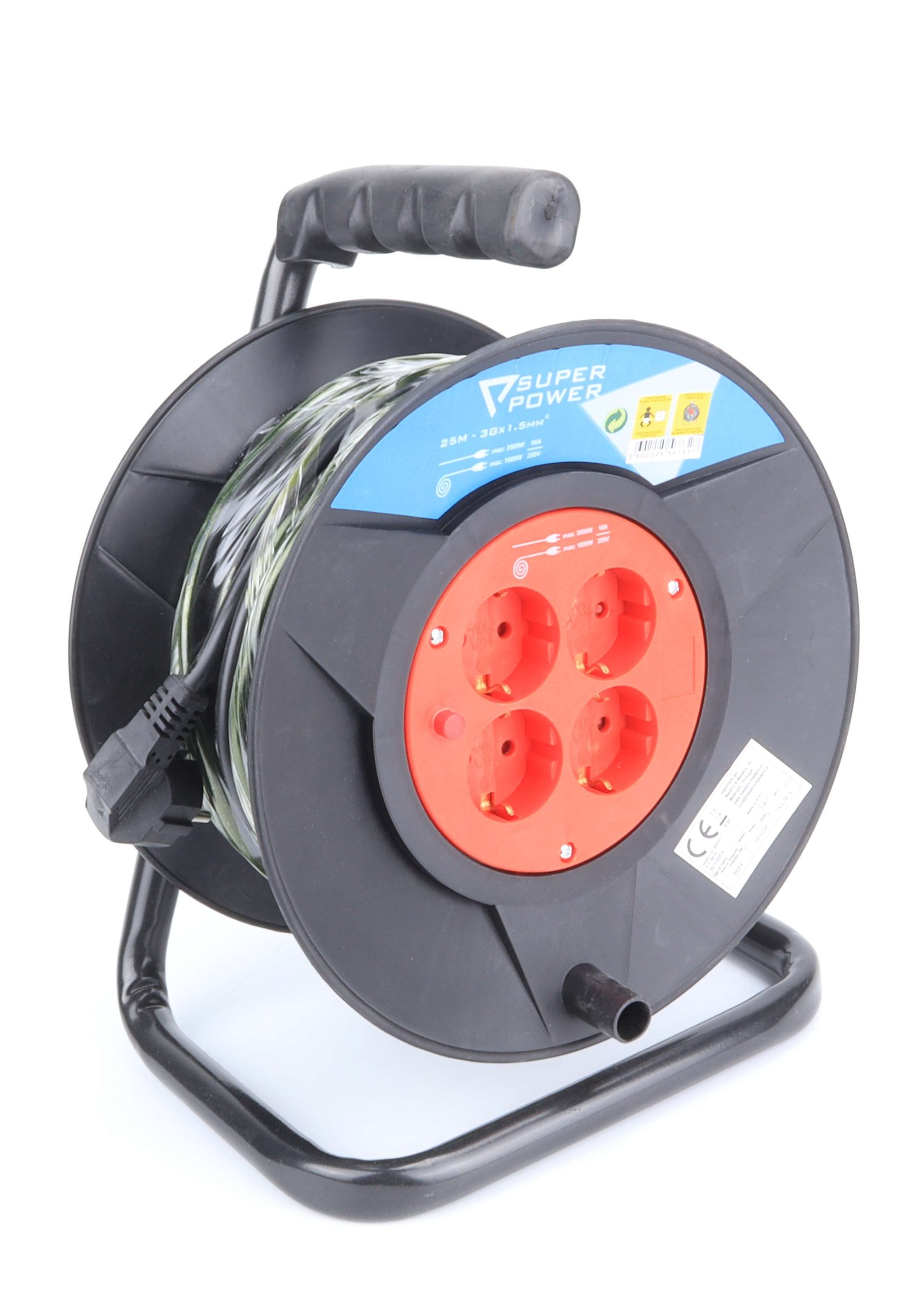 Extensão Elétrica com Enrolador, 25m, 3G x 1,5mm²