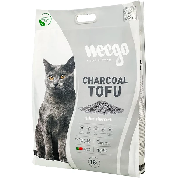 Arena para gatos de tofu suave con carbón
