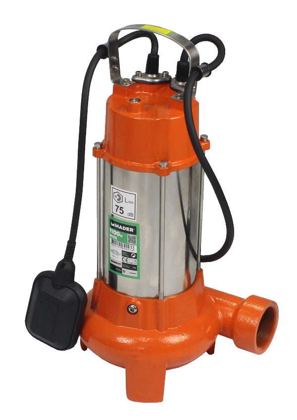 Bomba sumergible para aguas sucias, 1100 W, con molinillo Mader