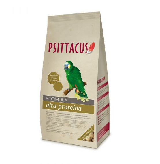 Alimento de fórmula alta en proteínas Psittacus 800g