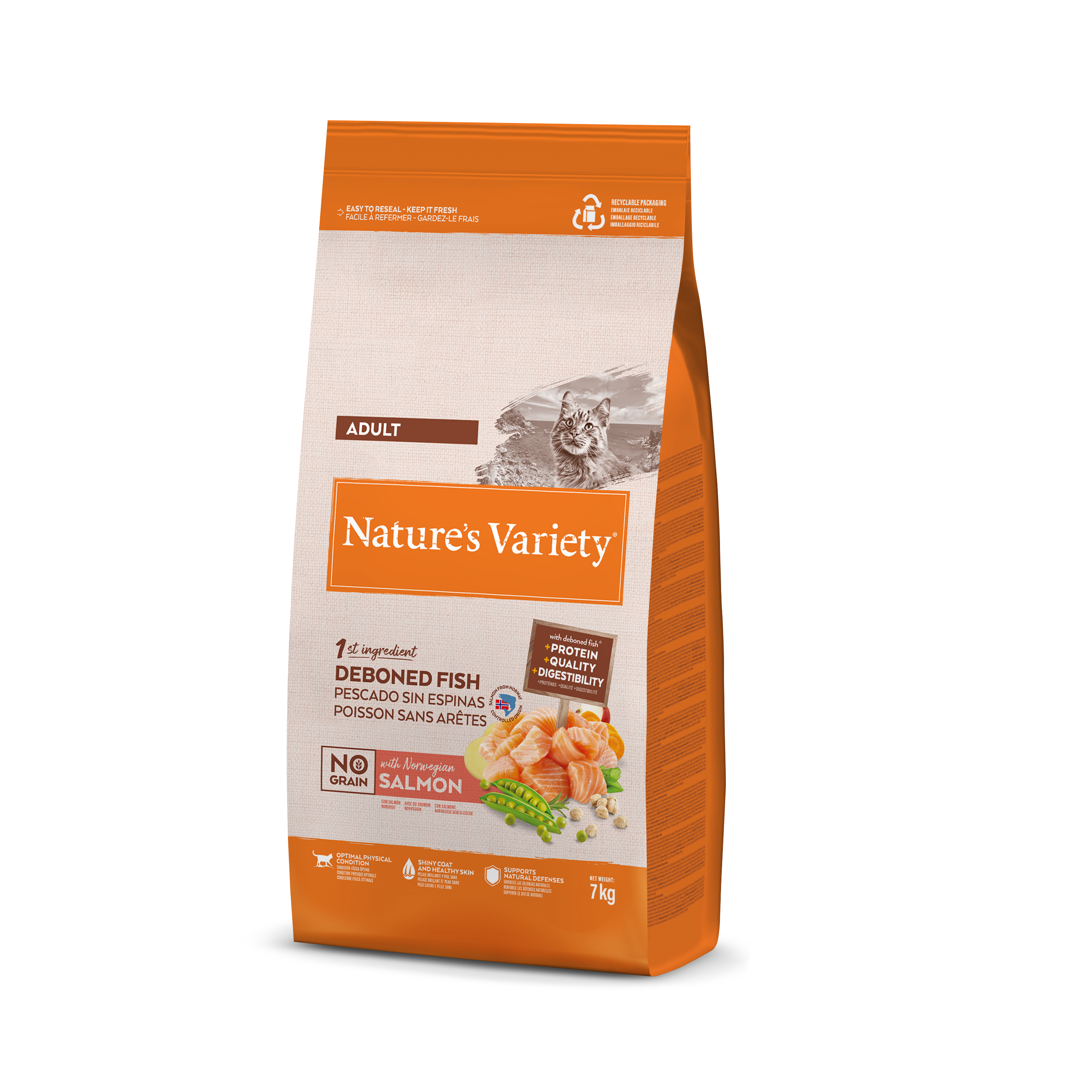 Alimento para gatos adultos Nature's Variety sin cereales con salmón noruego