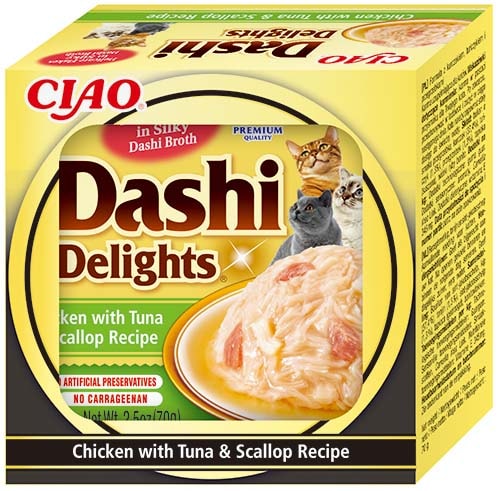 Cat Dashi Delights Receita de Frango com Atum e Vieira 70g