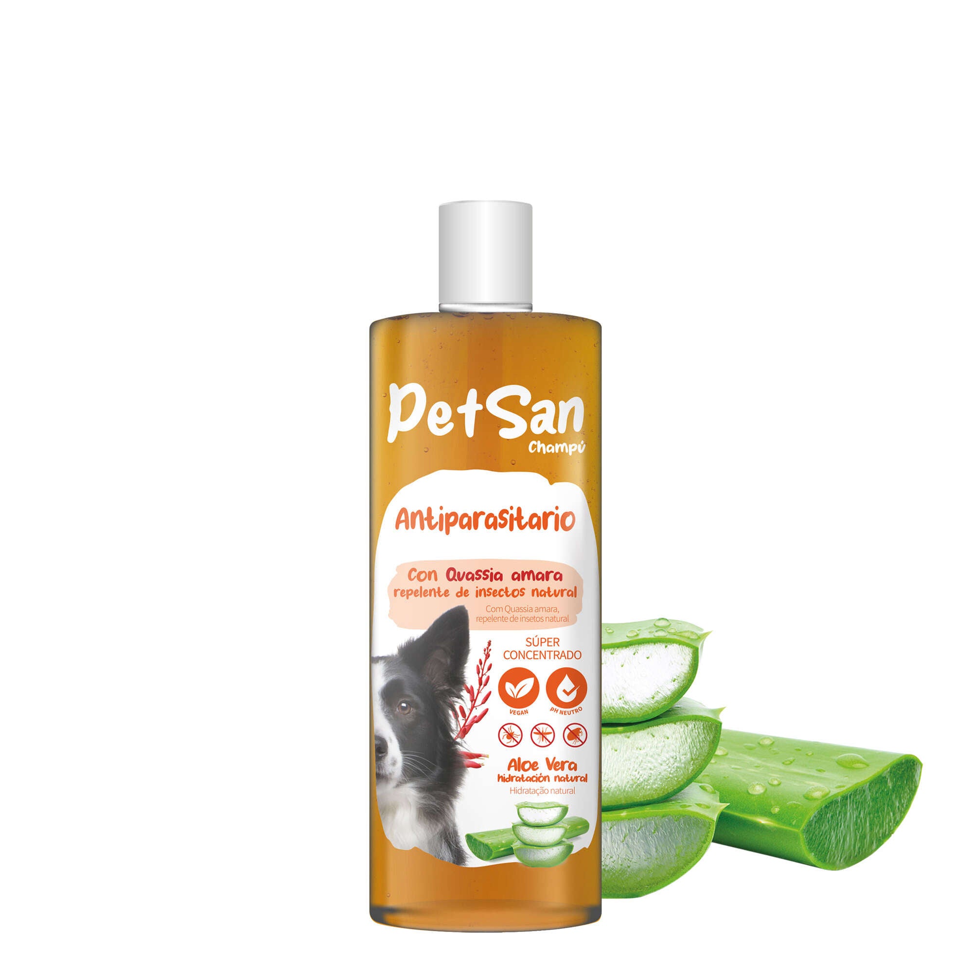 Shampoo antiparasitário PetSan com aloe vera para cães