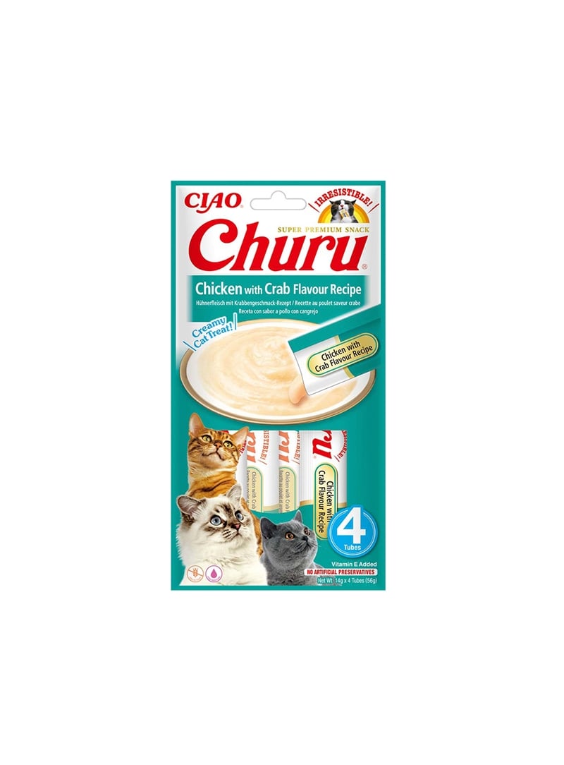 Churu Cat Receita de Frango com Caranguejo 4x12g