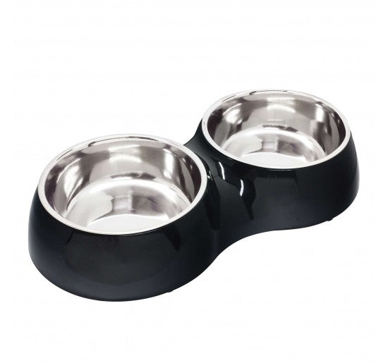 Comedero doble negro Home de 18 cm