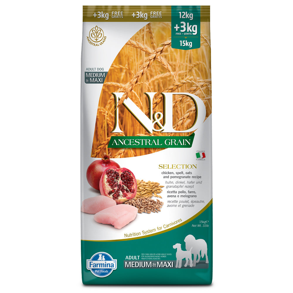 Farmina N&D Ancestral Adult Medium & Maxi Checken Pom