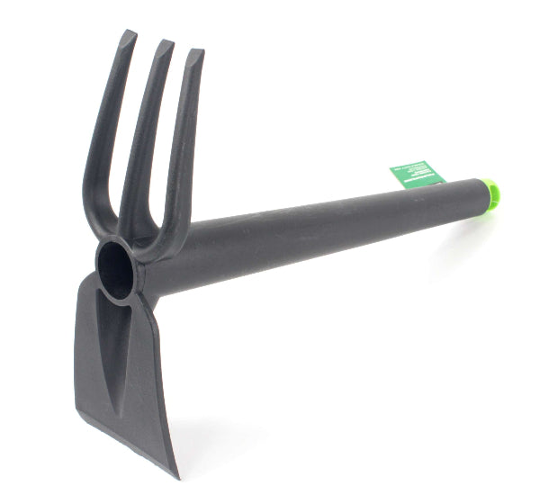 Azada de polipropileno y madera con rastrillo