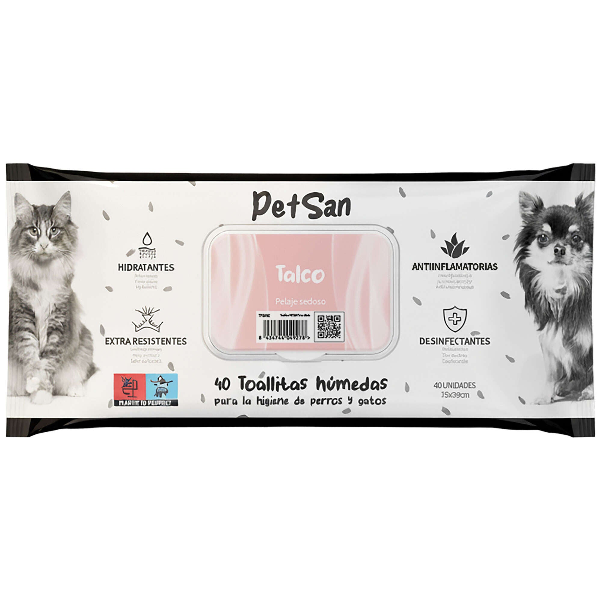 Toalhetes PETSAN Talco 40uni