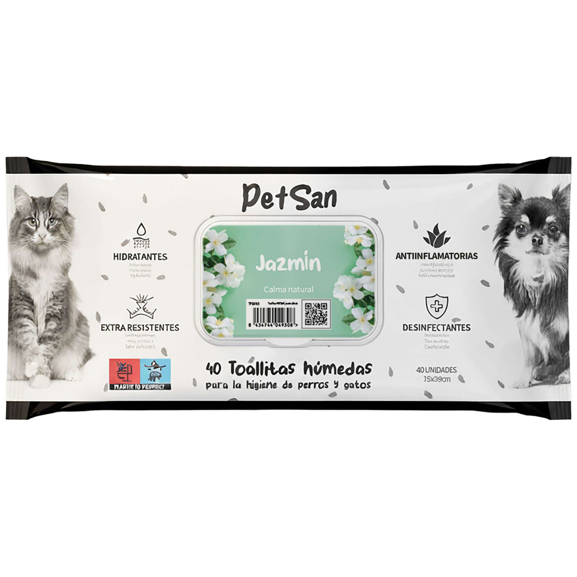 Toalhetes PETSAN Jasmin 40uni