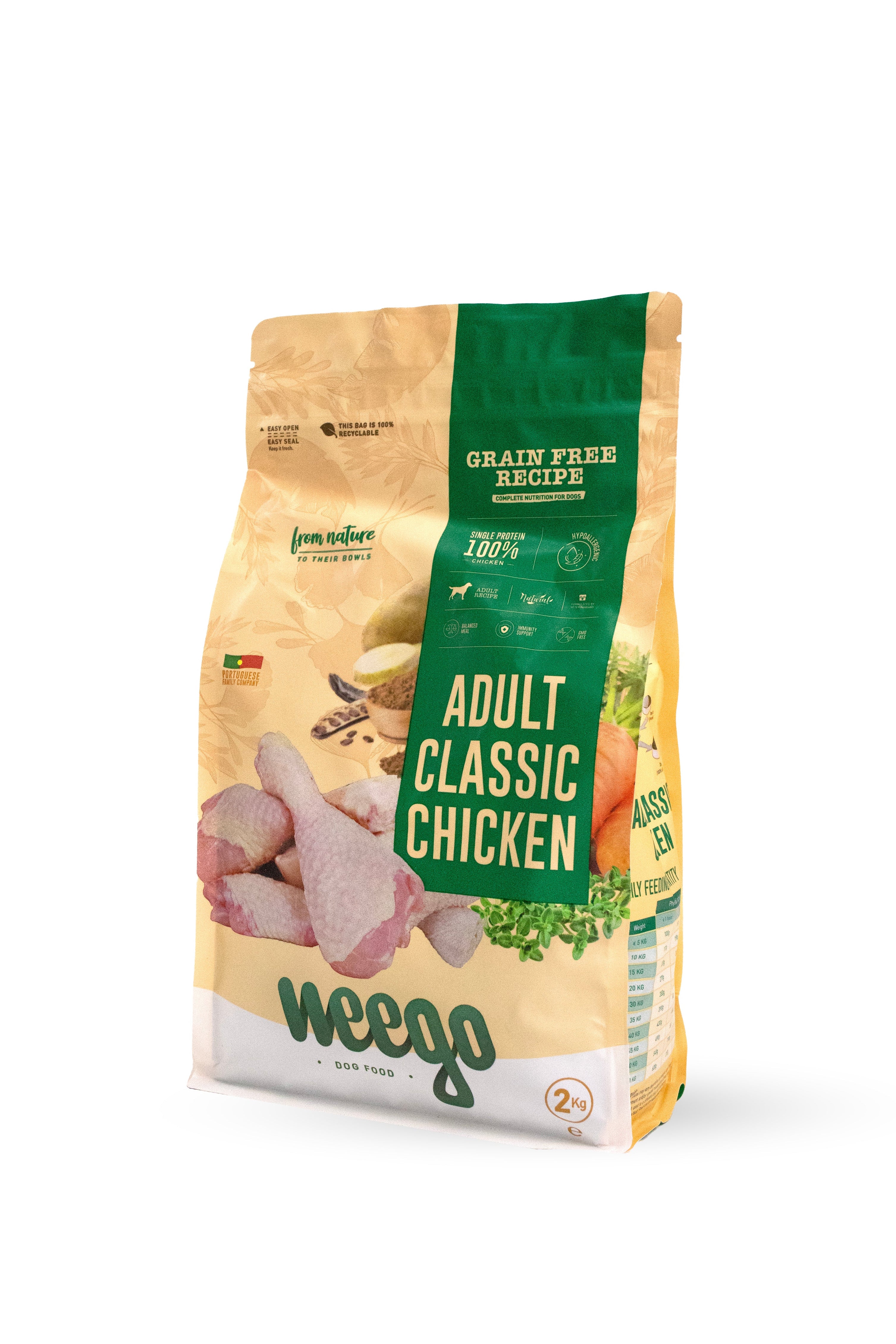 Comida clásica de pollo para adultos Weego