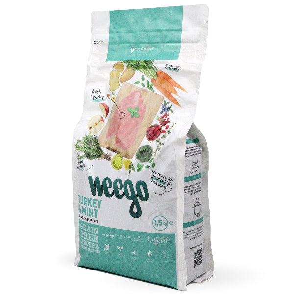Alimento para mascotas Weego de pavo y menta