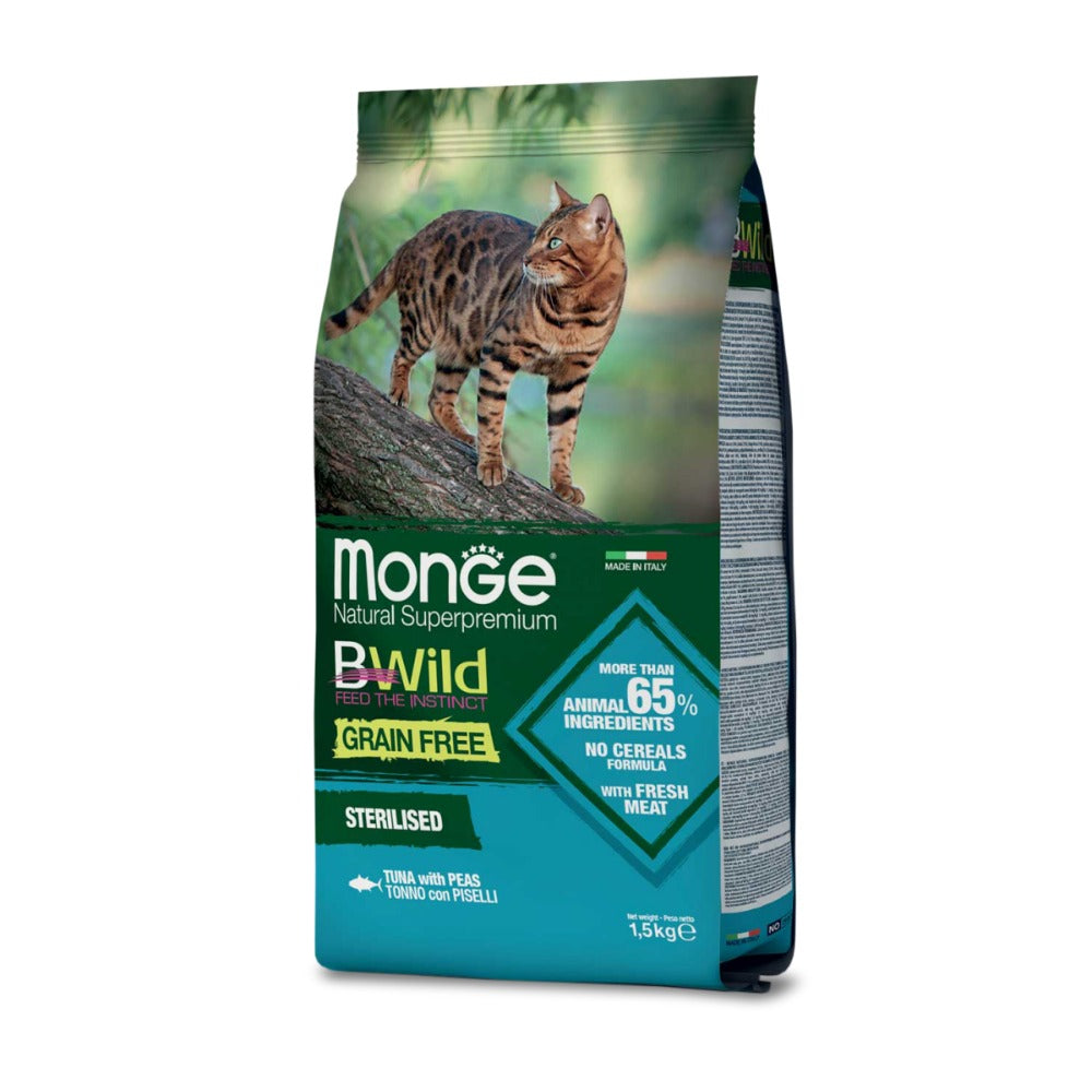 Monge Gato Bwild Esterilizado Atum c/ Ervilhas 1.5 Kg