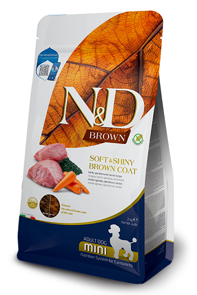 Farmina N&D Brown Mini Adulto Lamb, spirulina and carrot