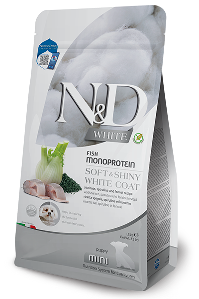 Farmina N&D White Mini Puppy com robalo, spirulina e funcho 1.5Kg