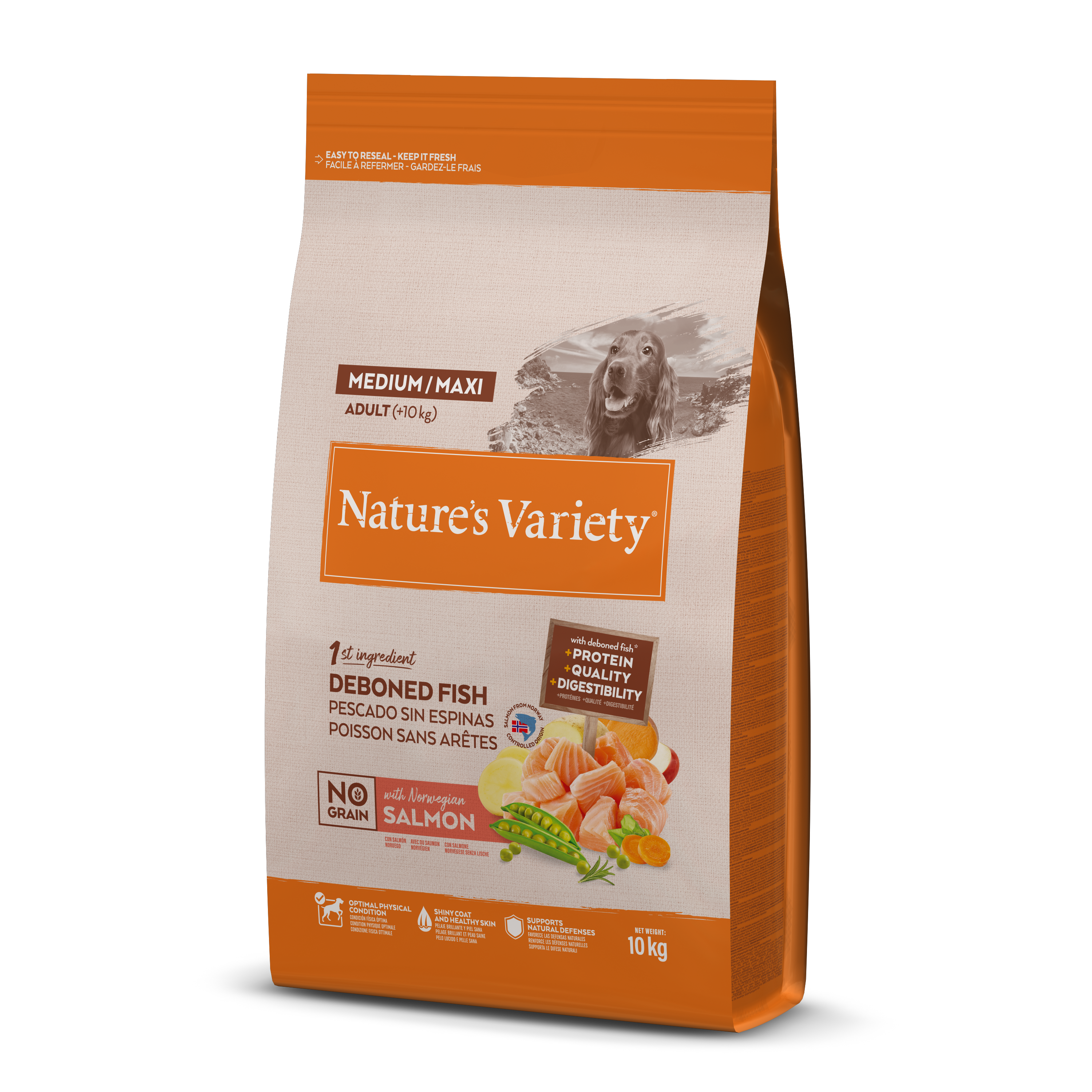 Nature's Variety Sin Granos Mediano/Maxi con Salmón Noruego