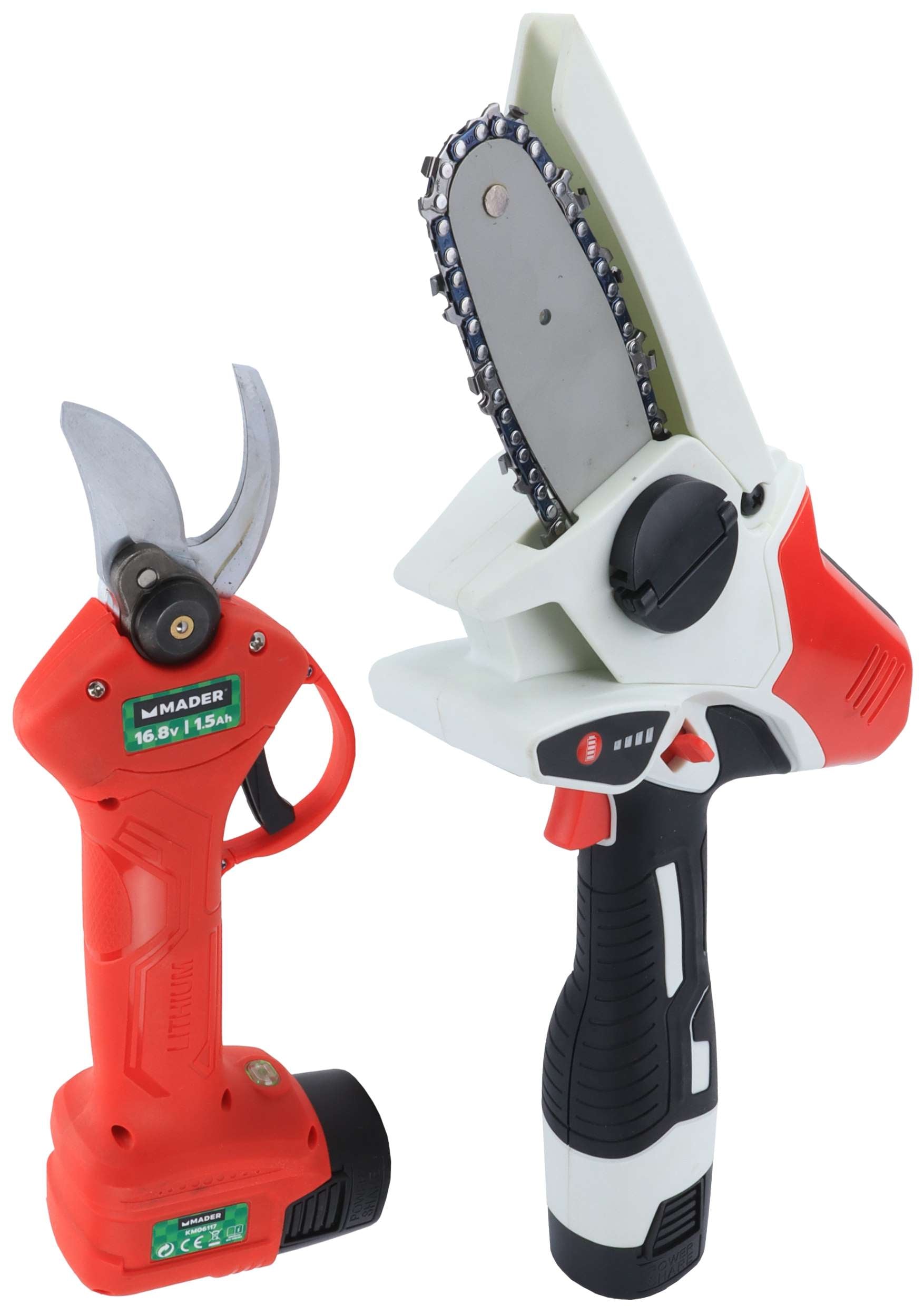 Sierra y tijeras de podar inalámbricas, 16,8 V - 1,5 Ah 