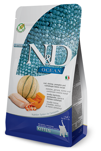 Farmina N&D Ocean Kitten Cod, Shrimp, Pumpkin& Cantalupe Melon 1.5 Kg