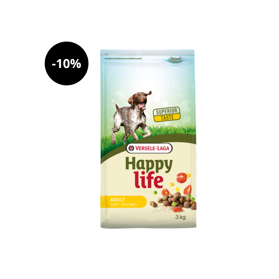 Adulto feliz con pollo