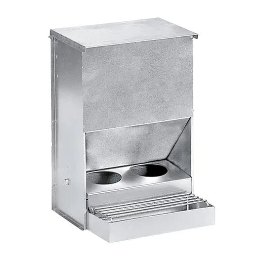 Comedouro viveiro aves 2 furos e visor de nível de alimento