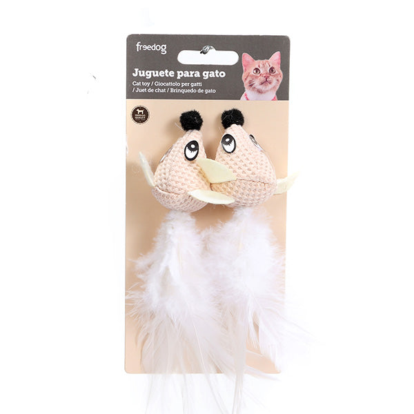 Juego de dos ratones con plumas para juguetes de gatos