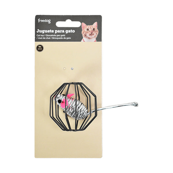 Brinquedo para Gato com jaula metálica com Rato