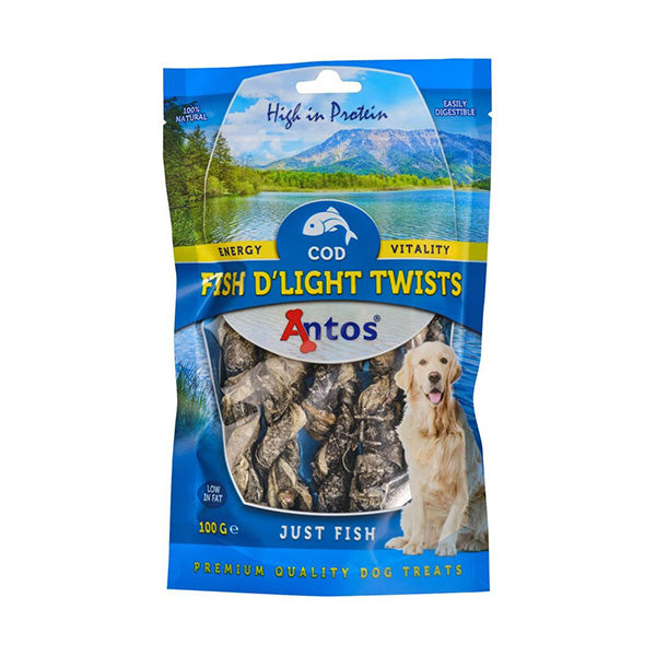 Snack natural Antos Fish D'Light Twists Bacalhau 100g