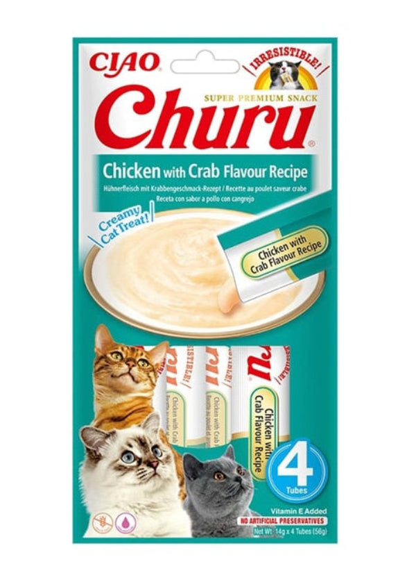 Churu Cat Receita de Frango com Caranguejo 4x12g