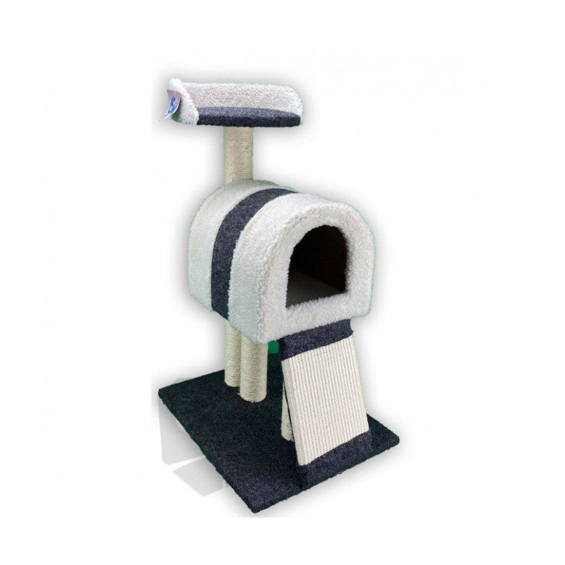 Arranhador para Gato Sisal e Pelo com 2 Andares, Esconderijo e Alcofa