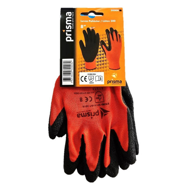Luvas Nylon/Látex Vermelho e Preto Prisma